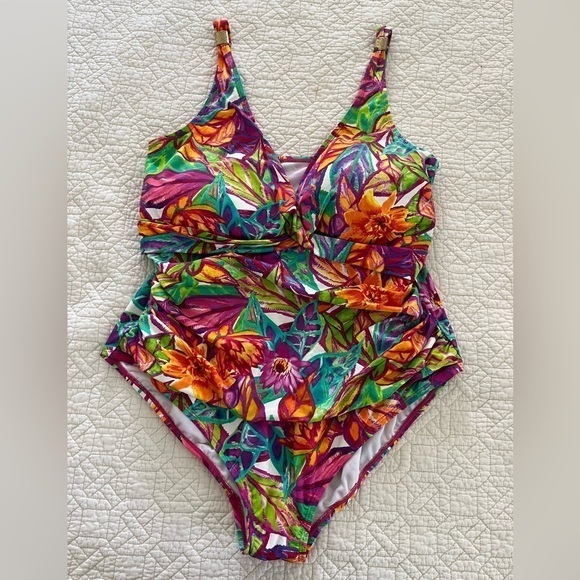 LAUREN Ralph Lauren Bold Floral One Piece Swimsuit Size 20W - Picture 5 of 15